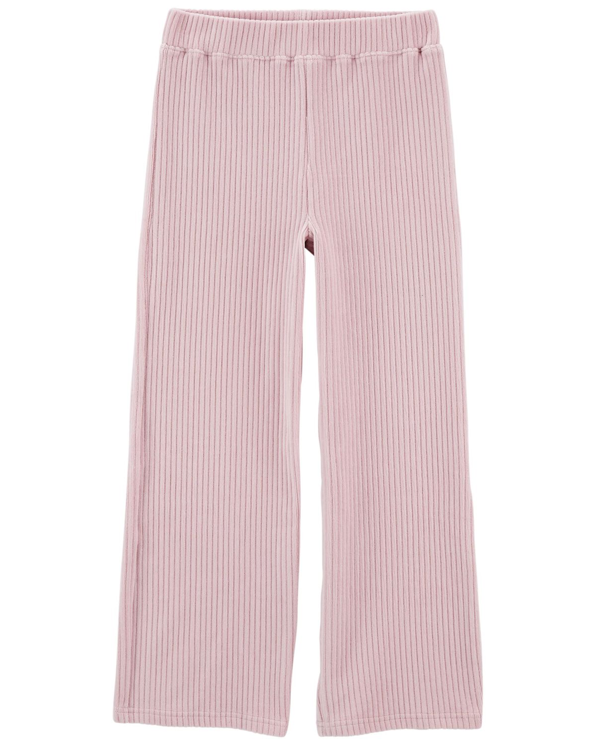 Pink Kid WideLeg Ribbed Velour Pants