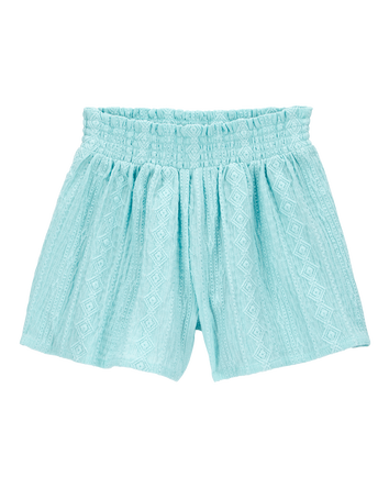 Kid Pull-On Smocked Shorts - Blue, 
