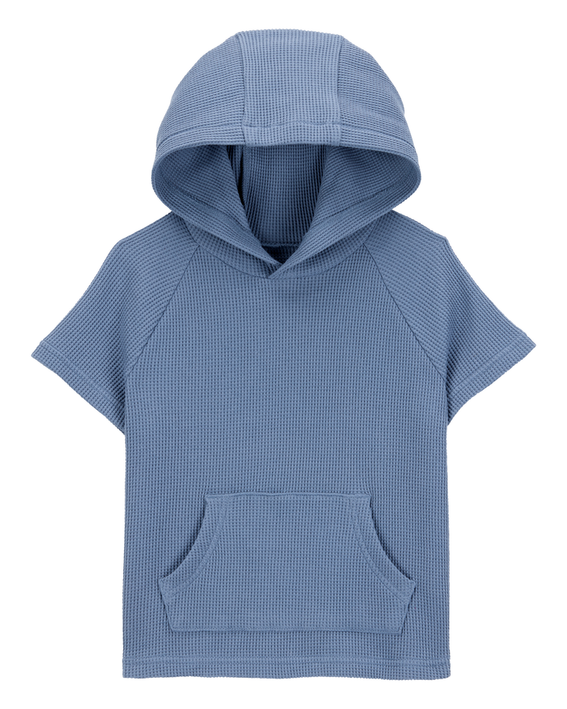 Baby Waffle Knit Hooded Pullover - Blue, image 1 of 3 slides