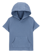 Baby Waffle Knit Hooded Pullover - Blue, image 1 of 3 slides