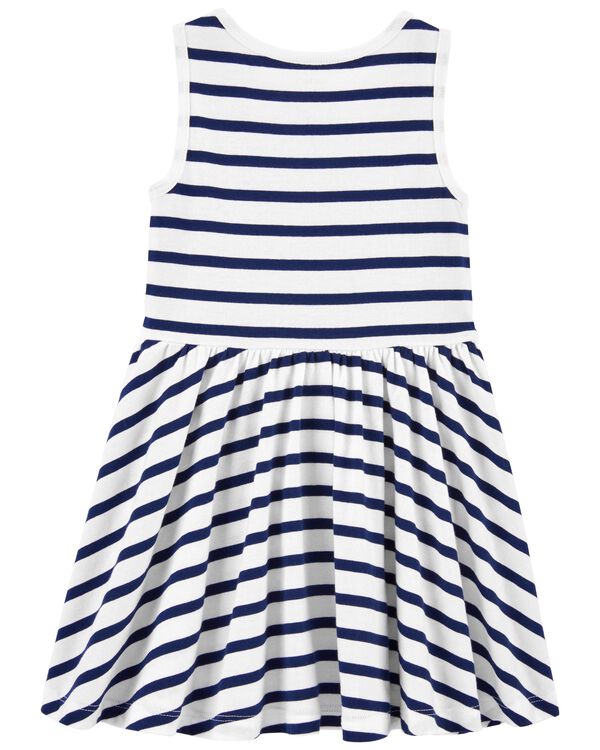 White/Navy Toddler Striped Twirl Dress | carters.com
