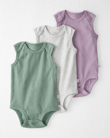 Baby 3-Pack Organic Cotton Rib Bodysuits, 