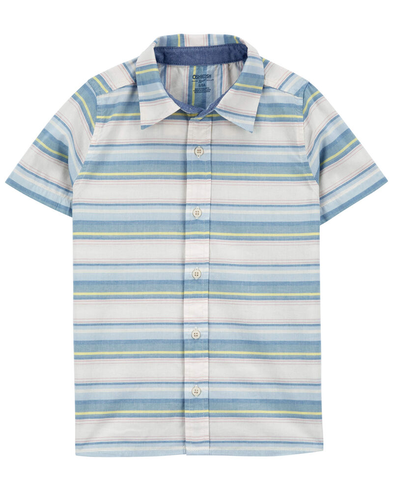 Kid Baja Stripe Button-Front Short Sleeve Shirt, image 1 of 3 slides