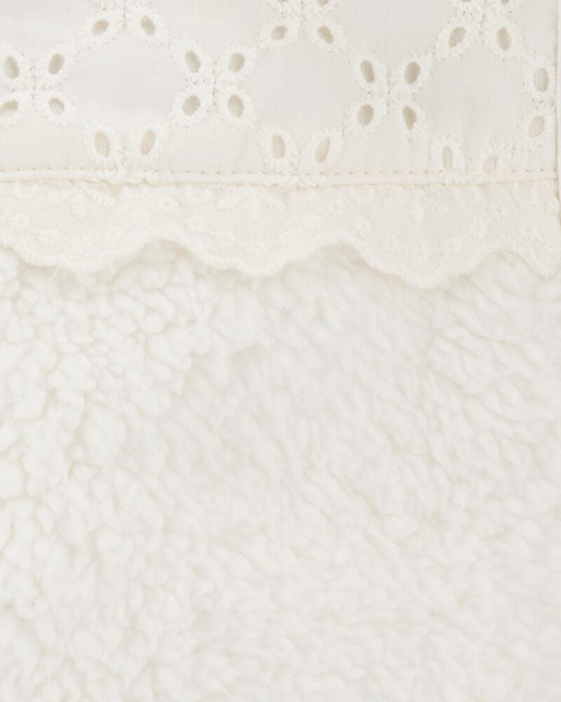 Baby Crochet Sherpa Jacket - Cream, image 3 of 4 slides