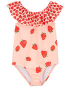 Toddler Strawberry 1-Piece Swimsuit, image 1 of 3 slides