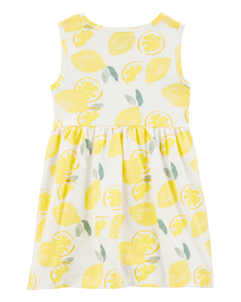 Toddler 2-Piece Lemon Tank Dress & Bike Shorts Set- Yellow/White, image 3 of 9 slides