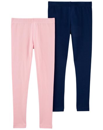 Kid 2-Pack Pink & Navy Leggings Set, 