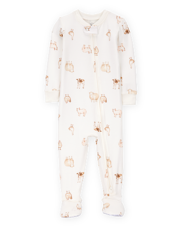 Baby Farm Animals Print PurelySoft Footie 1-Piece Pajamas - Ivory, 