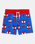Toddler Boy Marvel&trade; Spider-Man Swim Trunks - Red/Blue, image 1 of 3 slides
