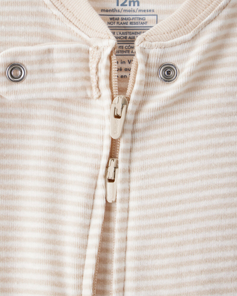 Baby Boy Rhino 100% Cotton Long-Sleeve 2-Way Zip 1-Piece Pajamas - White, image 2 of 5 slides