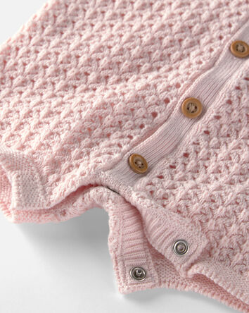 Baby Girl Organic Cotton Sweater Knit Romper, 