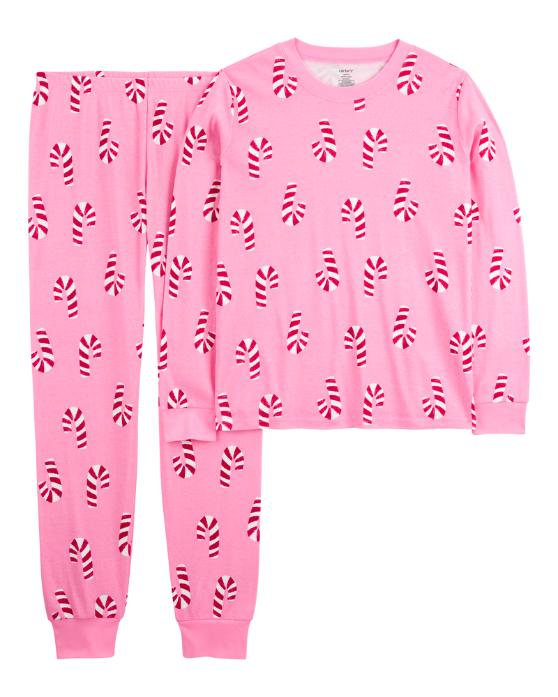 Adult 2-Piece Christmas Candy Cane 100% Snug Fit Cotton Pajamas