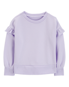 Toddler Flutter Sleeves Fleece Crew Neck Sweatshirt, image 1 of 3 slides