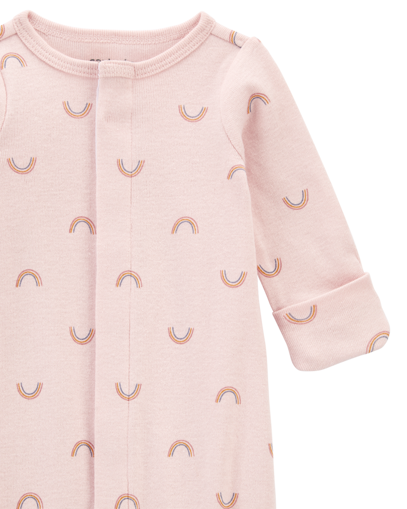 Baby Preemie Rainbow Cotton Sleeper Gown, image 3 of 6 slides