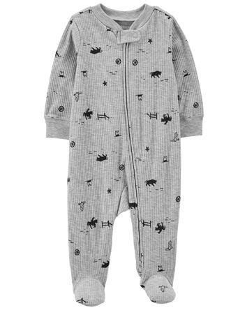 Baby Cowboy 2-Way Zip Ribbed Sleep & Play Pajamas, 