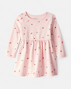 Baby Girl Leaf Print Long Sleeve Dress - Pink, image 1 of 4 slides