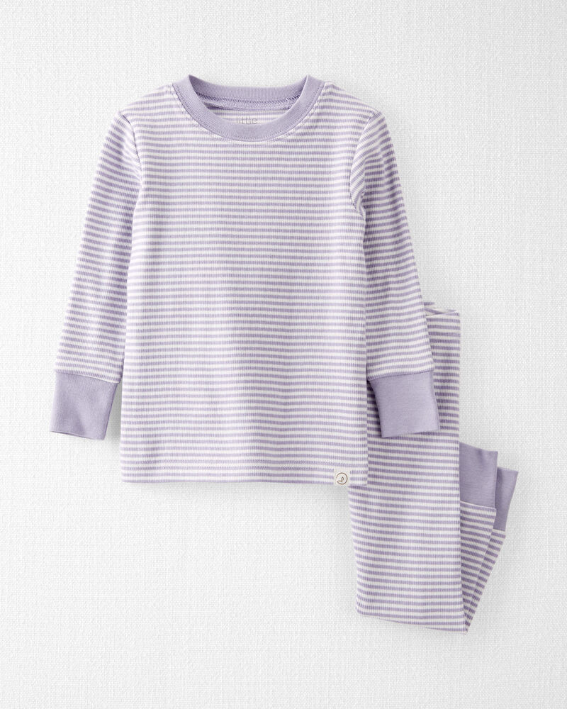 Baby Striped Organic Cotton Ribbed 2-Piece Pajamas, image 1 of 5 slides