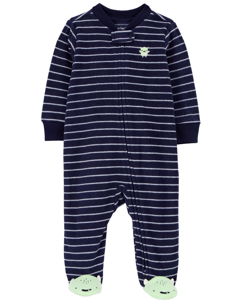 Baby Monster Fleece Zip-Up Footie Sleep & Play Pajamas, image 1 of 5 slides