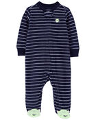 Baby Monster Fleece Zip-Up Footie Sleep & Play Pajamas, image 1 of 5 slides