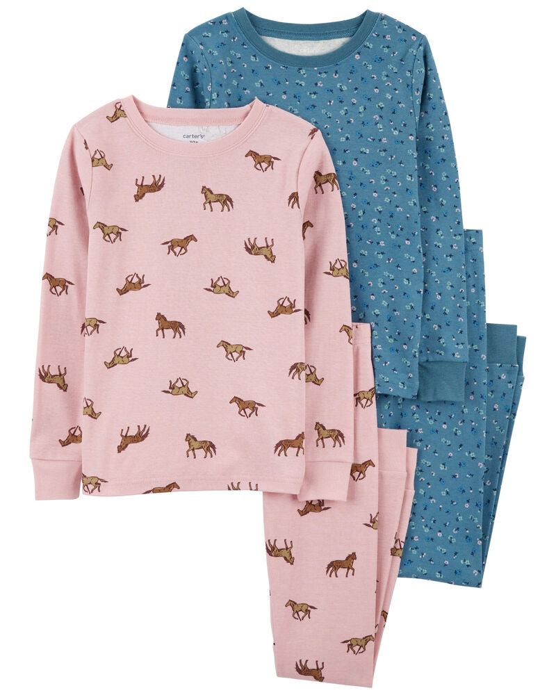 Kid 4-Piece Horse 100% Snug Fit Cotton Pajamas, image 1 of 3 slides