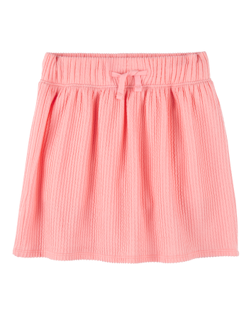 Kid Ribbed Textured Drawstring Skort - Orange, 