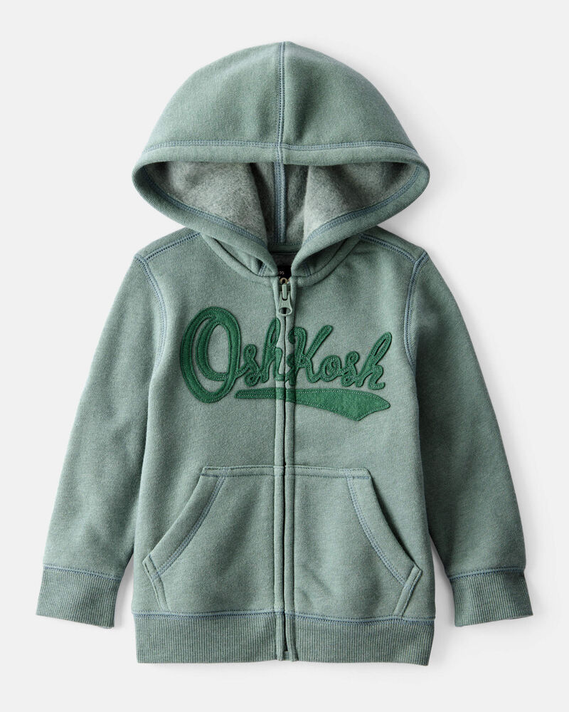Baby Boy OshKosh Fleece Logo Zip Jacket - Green, image 1 of 4 slides