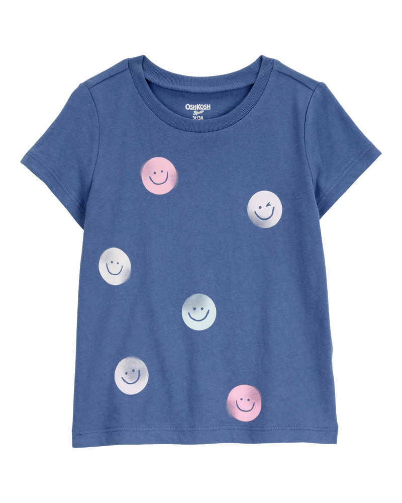 Toddler Smiley-Print Short-Sleeve Graphic Tee - Navy, image 1 of 3 slides