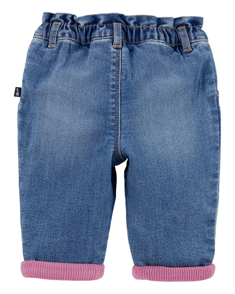 Baby Thermal Lined Jean Pants - Blue, image 2 of 5 slides