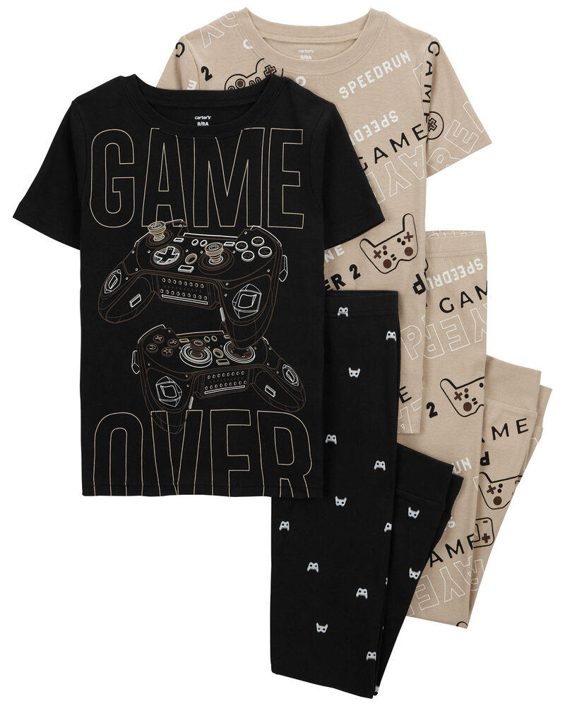 Kid 4-Piece Gamer 100% Snug Fit Cotton Pajamas, image 1 of 4 slides