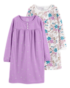 Kid 2-Pack Floral Nightgowns, image 1 of 4 slides