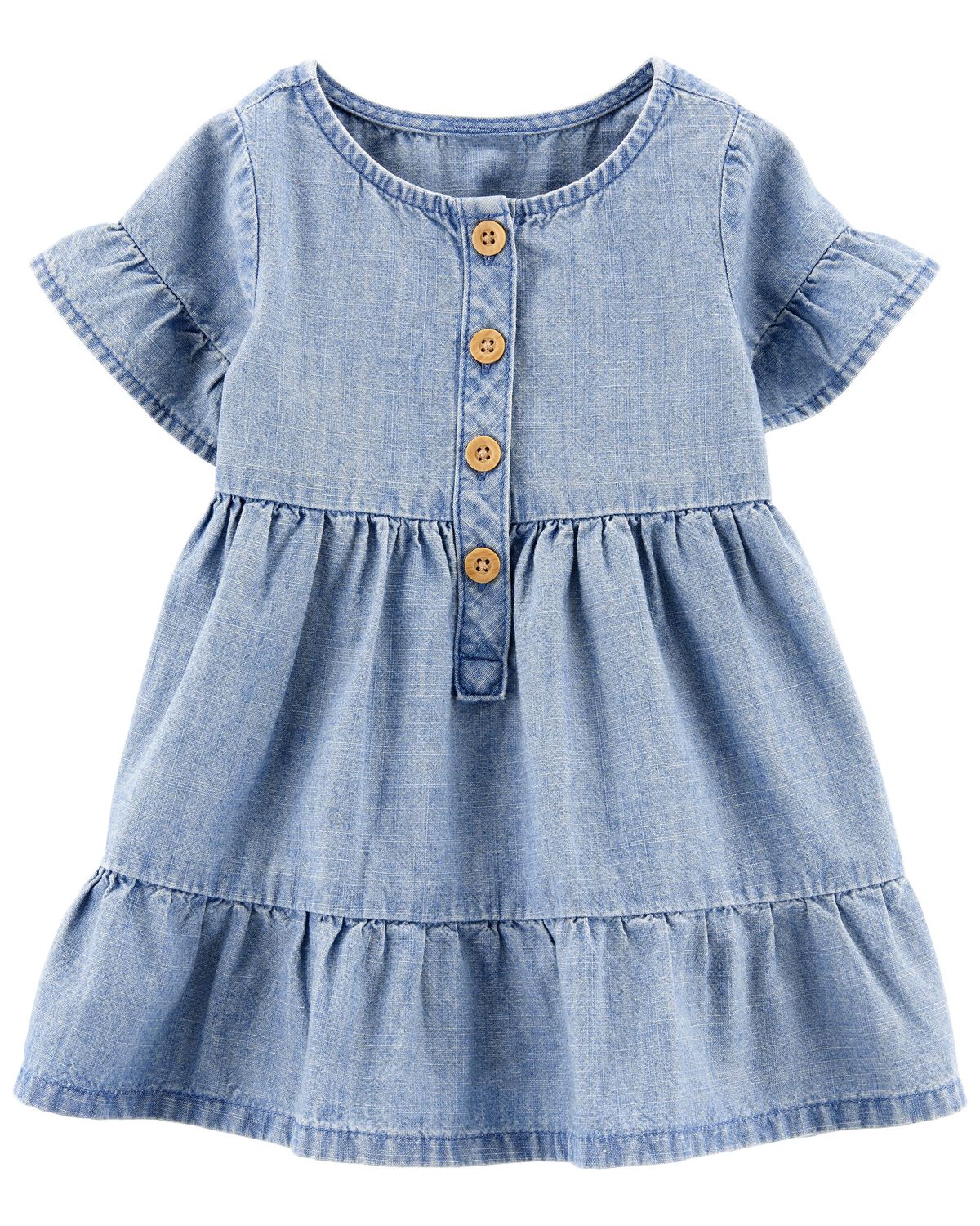 Chambray Baby Tiered Chambray Dress