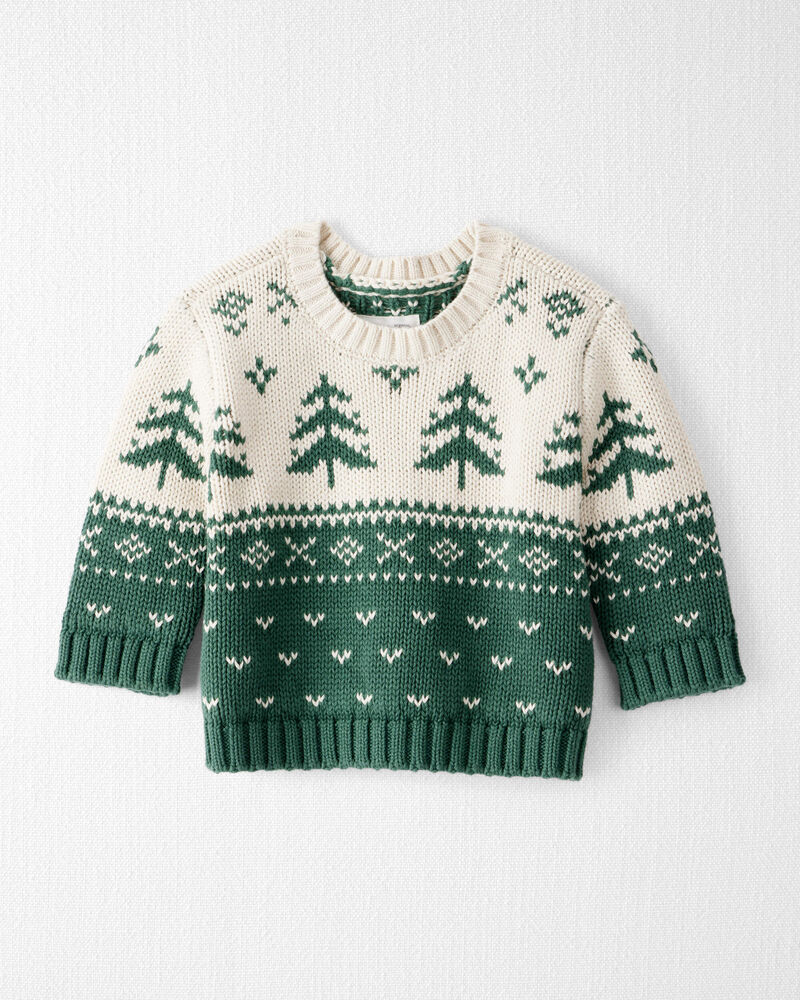 Baby Organic Cotton Evergreen Fair Isle Sweater , image 1 of 5 slides