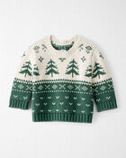 Baby Organic Cotton Evergreen Fair Isle Sweater , image 1 of 5 slides