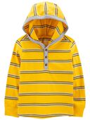 Yellow - Toddler Striped Hooded Henley