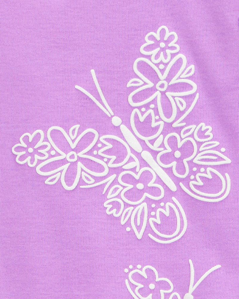 Kid 4-Piece Floral Butterfly Cotton Pajamas, image 3 of 7 slides