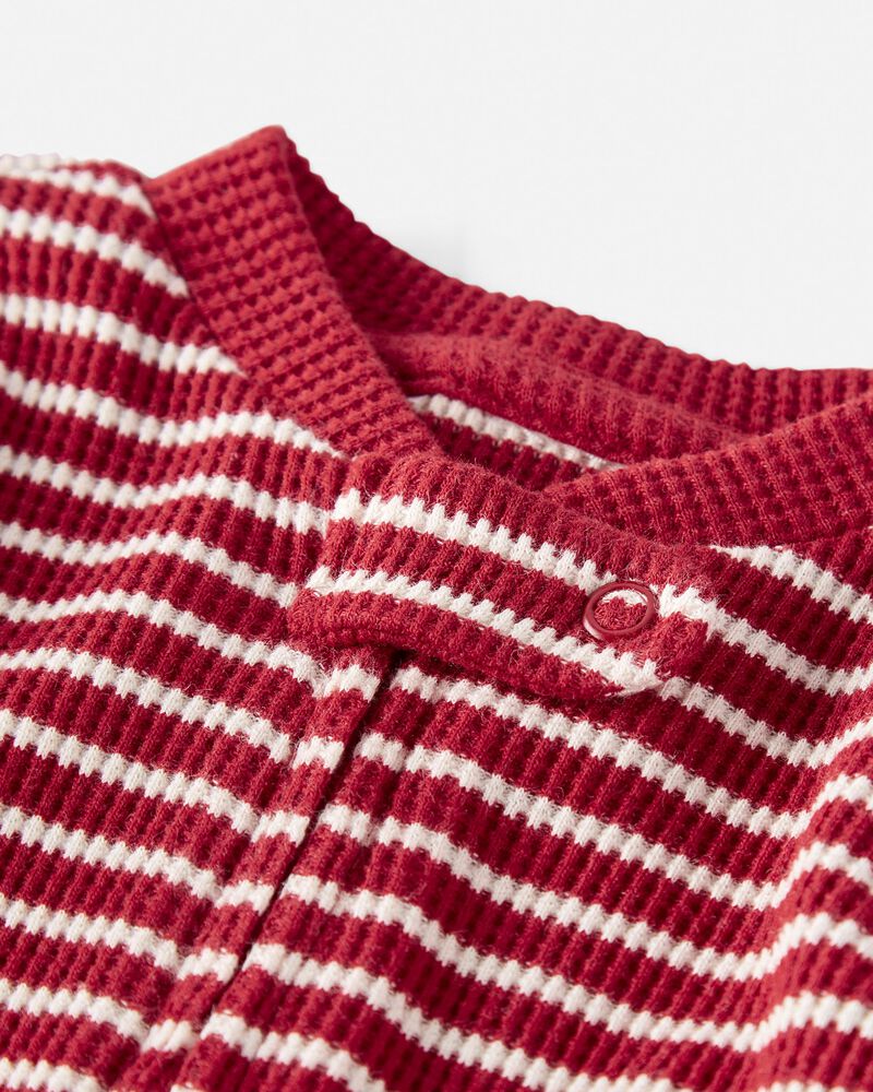 Baby Organic Cotton Waffle Knit Striped Sleep & Play Pajamas, image 2 of 4 slides