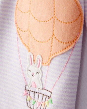 Baby Hot Air Balloon Bunny 2-Way Zip Cotton Sleep & Play Pajamas, 