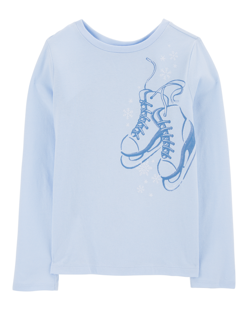 Kid Ice Skates Long-Sleeve Graphic Tee, image 1 of 3 slides