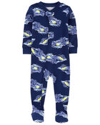 Toddler 1-Piece Race Car 100% Snug Fit Cotton Footie Pajamas, image 1 of 2 slides