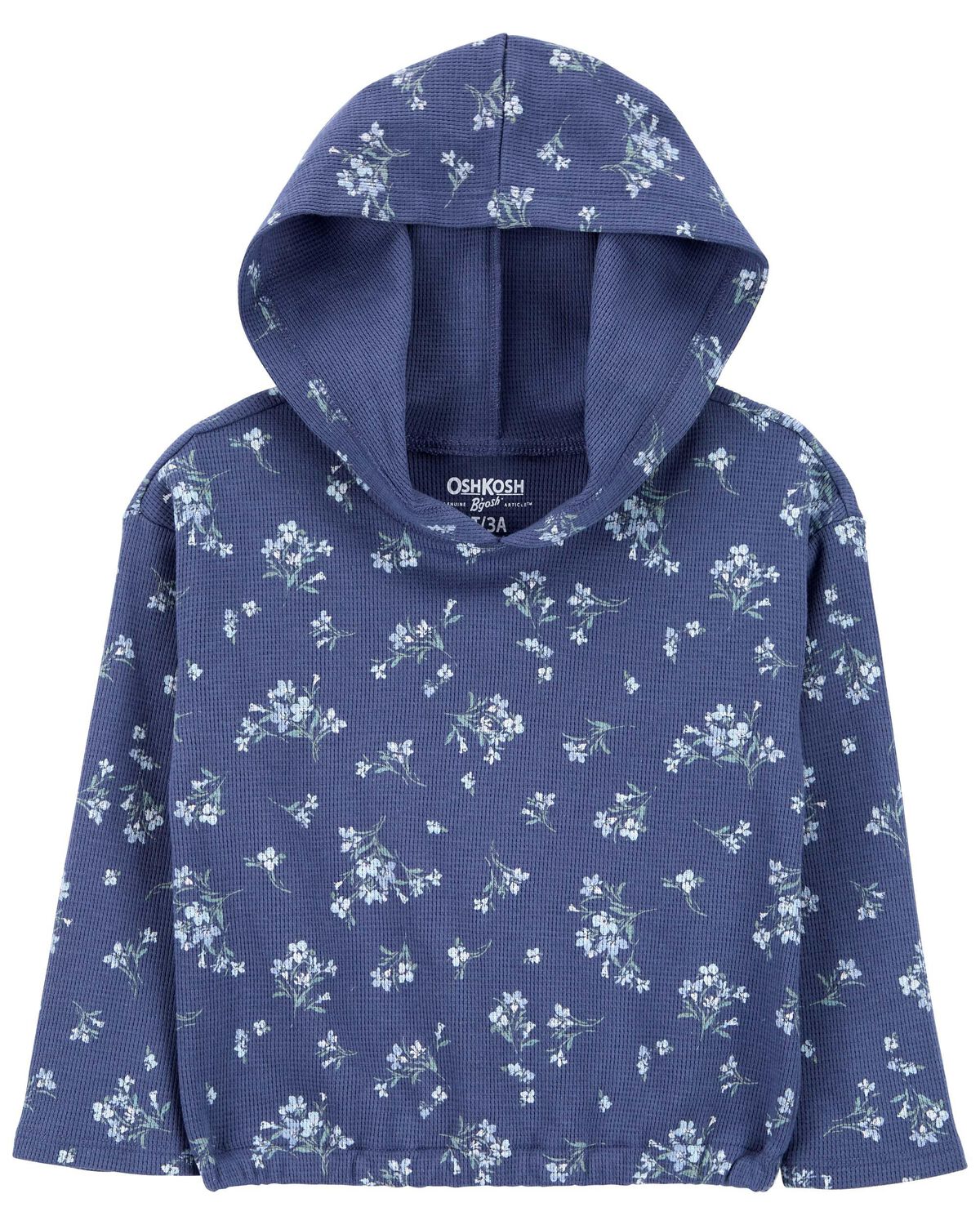Blue Toddler Butterfly Print Pullover Thermal Hoodie