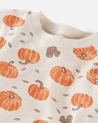 Toddler Organic Cotton Pajamas Set in Harvest Pumpkins, image 3 of 4 slides