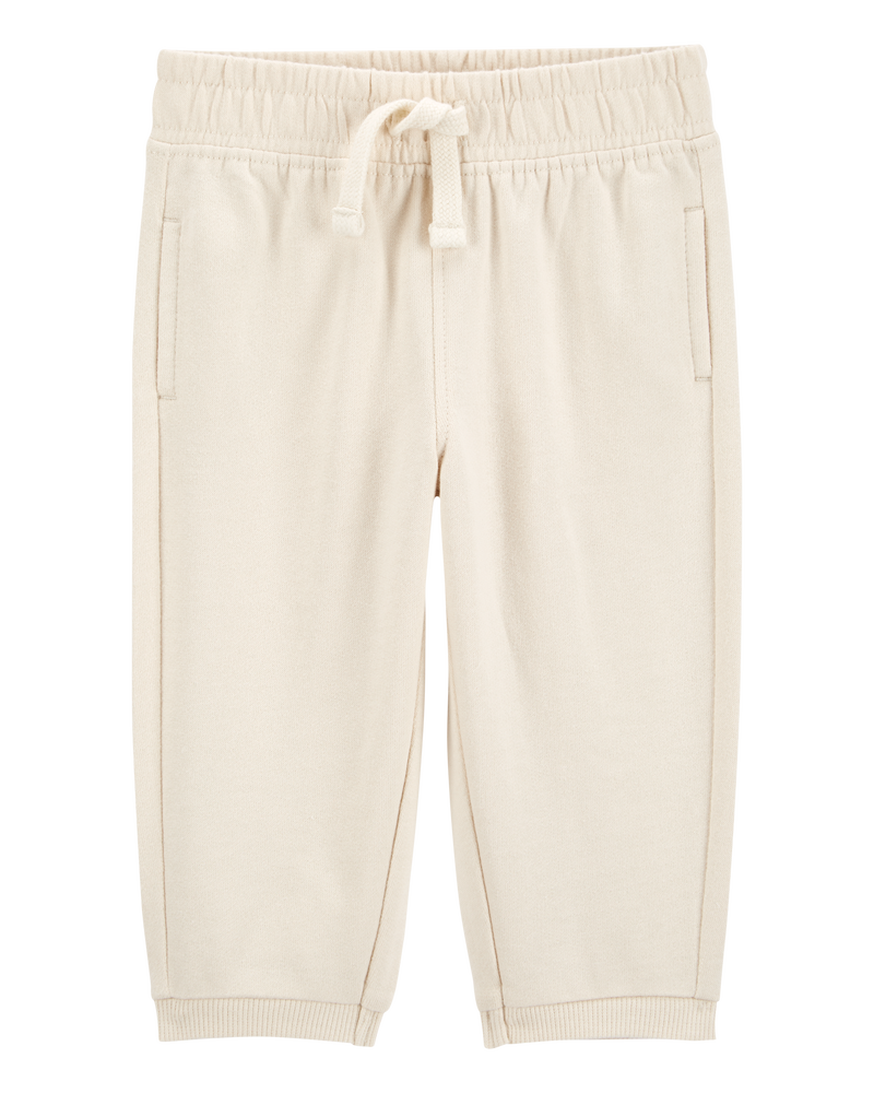 Baby Pull-On French Terry Joggers - Cream, image 1 of 4 slides