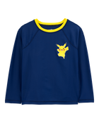 Kid Pokémon™ Pikachu Long-Sleeve Rashguard Swim Top - Navy, image 1 of 2 slides