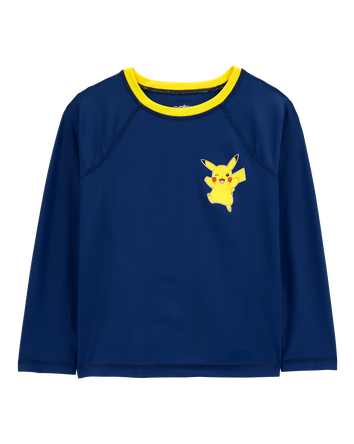 Kid Pokémon™ Pikachu Long-Sleeve Rashguard Swim Top - Navy, 