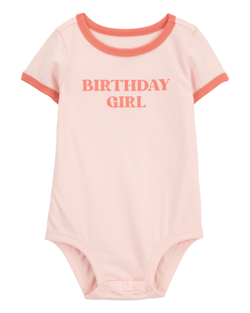 Baby Birthday Girl Short-Sleeve Bodysuit - Pink, image 1 of 3 slides
