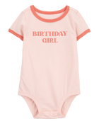 Baby Birthday Girl Short-Sleeve Bodysuit - Pink, image 1 of 3 slides