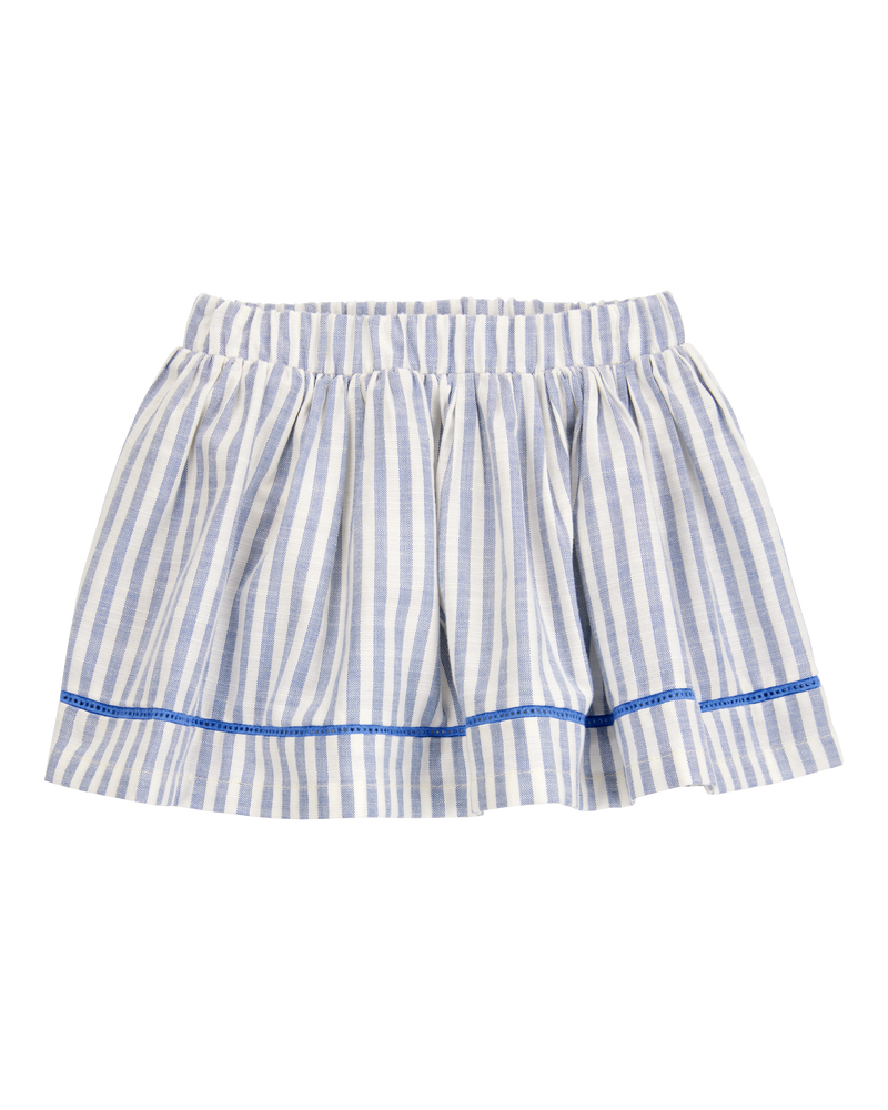 Baby Striped Pull-On Linen Look-Alike Skort, image 1 of 4 slides
