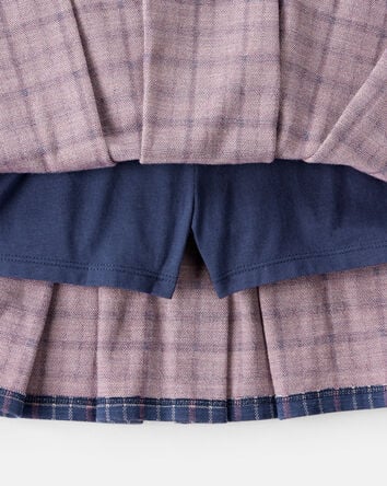Kid Plaid Pleated Pull-On Skort, 