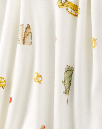 Baby New York City Print 2-Way Zip PurelySoft Sleep & Play Pajamas - Ivory, 
