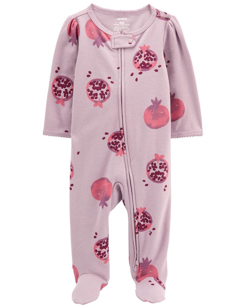 Baby Pomegranate 2-Way Zip Cotton Sleep & Play Pajamas, image 1 of 3 slides